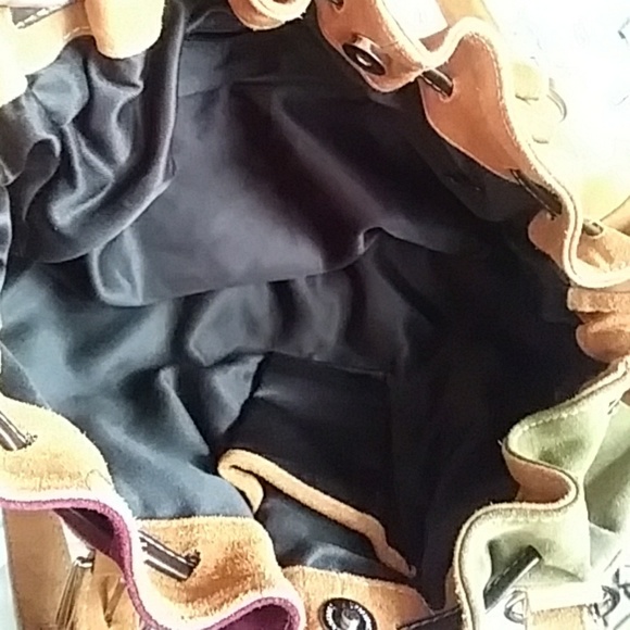 ❤Nwt Amazing 100% Leather & Suede Colorblock bag - Picture 7 of 7